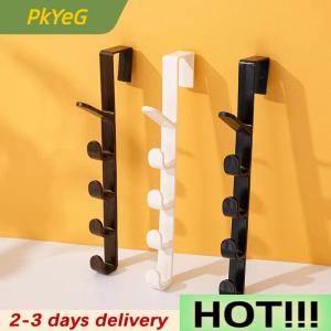 PkYeG Fivesegment Door Hook Coat Bag Towels Cap Hair Bands Seamless Holder Home Bedroom Storage Organization Plastic Pure Color Rack
