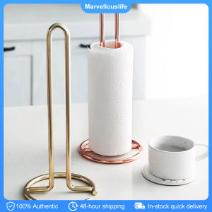 Metal Paper Towel Holder Stainless Steel Roll Paper Stand Vertical Napkins Rack Bathroom Tissue Storage Shelf