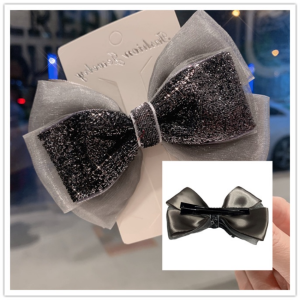 ปิ่นปักผมกิ๊ฟหนีบผมโบว์สีดำ Jepit Rambut Pita น่ารักสำหรับเด็กผู้หญิงกิ๊บติดผมผูกผมผ้าซาตินสำหรับเครื่องประดับผมผู้หญิง
