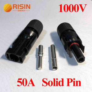 MC4 Solar Connector 1000V 50A Solid Copper Pin 10Sets Male Female Waterproof PV Cable Plug High Current PPO Flame Retardant Connector for Solar Panel Off-Grid Photovoltaic Power System Installation