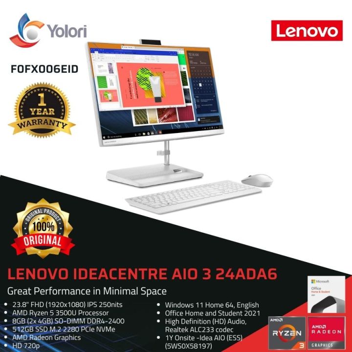 Lenovo IdeaCentre AIO 3 24ADA6 R5-3500U 8GB 512GB AMD Radeon Vega 8 ...