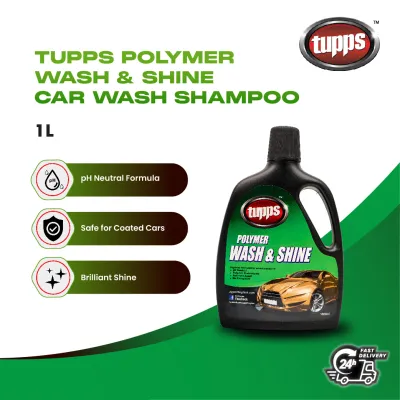 Tupps Polymer Wash & Shine Car Wash Shampoo (1L) | pH Neutral UV Protection Free Sunshade with 2L Purchase
