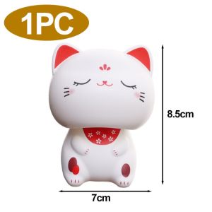 2PCS Solar Lucky Cat Car Ornaments Car Dashboard Center Console Cute Fortune Cat Nodding Ornament Car Interior Decoration Accessories