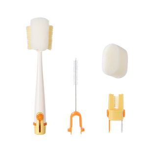 A4QUT สะดวกสบายๆ เครื่องมือล้างถ้วย5-in-1 อเนกประสงค์อเนกประสงค์ ด้ามจับแบบยาว แปรงทำความสะอาดขวดนม ใช้งานได้จริง ที่ทำความสะอาดขวดน้ำ แปรงขวดซิลิโคน เด็กวัยหัดเดิน