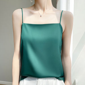 Satin Tank Top Womens Summer Silk Camisole Loose Spaghetti Strap Sleeveless Tops French Style Silky Cami For Casual Wear