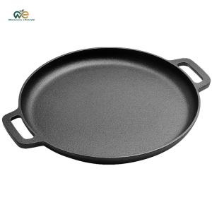 30cm Iron Round Griddle For Crepes And Pizza with Dual Handles BBQ Camping Fry Pan Steak Pork Chicken Cooking Pot Kitchen Outdoor BBQ Grill [Winnereco Lifestyle]