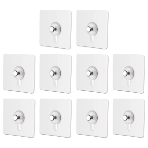 Damage Proof Adhesive Hooks Set of 10 Waterproof Space Saving Hanging Hardware for Renters Home Organization