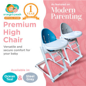 Orange and Peach Premium 5-in-1 High Chair Pod (Ocean Teal and Steel Grey)