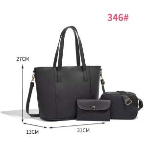 SPS BAGS#346 Fashionable 3n1 set that typically includes tote bag smaller sling shoulder bag and pouch with double top handles