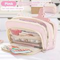 Kawaii Pencil Case 3 Compartments Pen Holder Pouch Large Capacity Cute Pen Holder Storage Box Students Stationery Organizer. 