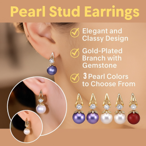 ต่างหูมุก ตกแต่ง ประดับเพชร แฟชั่นและสไตล์หรูหรา ฤดูหนาว การออกแบบสีทองประณีต เป็นธรรมชาติและเป็นมิตรกับผิว