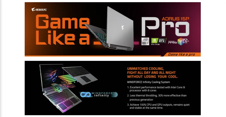 Gigabyte AORUS 15P KB i7-10750H FHD 144Hz IPS GeForce RTX 2060