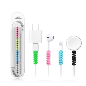 (SET) Universal Silicone Spiral USB Charge Cable Cord Protector Saver Cover for iPhone and Android