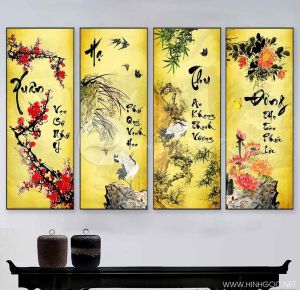 Tranh tráng gương - tranh treo tường tứ quý xuân hạ thu đông Tranh Decor Hiện Đại - Lazada