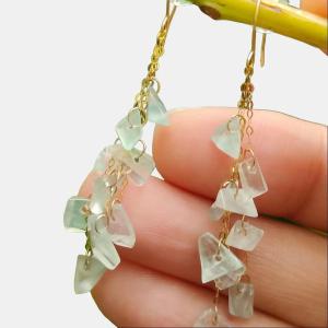 "Golden Equilibrium" 18K Ice Jade Earrings (Sku: 18k12)