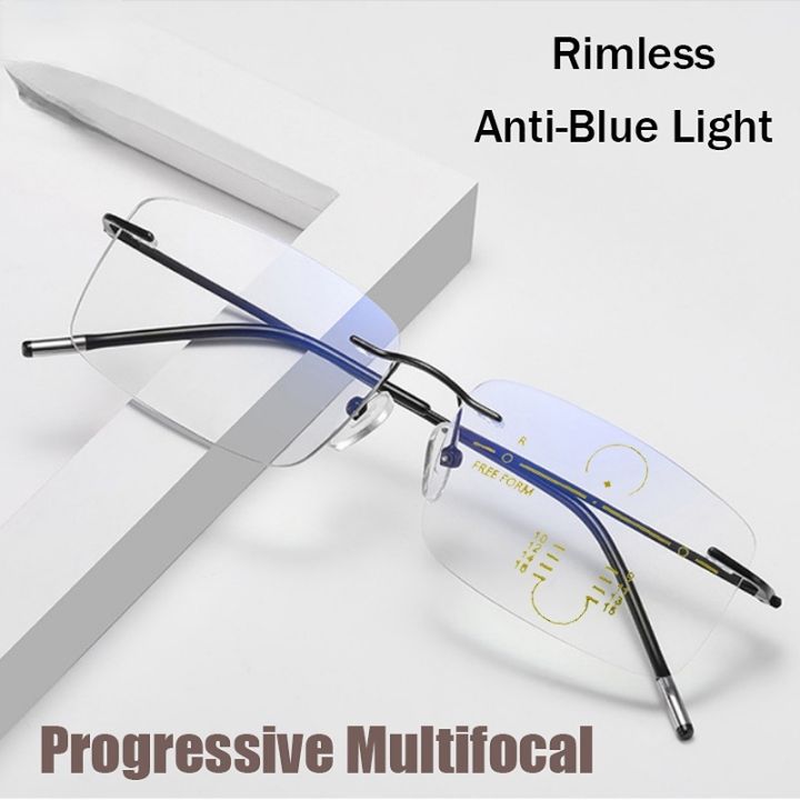 Near-far dual-purpose Rimless Bifocal Reading Glasses for Men