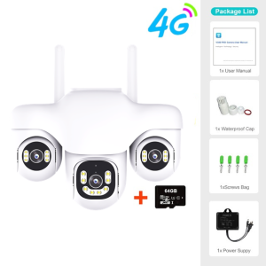 V380 15MP Three Screens 4G IP Camera Wireless Outdoor Three Lens PTZ 2-Way Audio Human Auto Tracking Surveillance Cameras