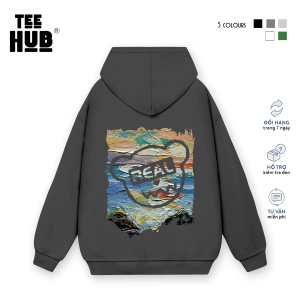 Áo Hoodie nỉ bông TEEHUB Gấu Real nam nữ form rộng thu đông Local Brand