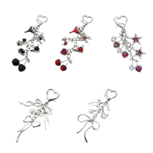 Lovely Bowknot Schoolbag Pendant Keychain Bowknot Chic Sweet Heart Cartoon Charm for Boys Girls Collectible Art