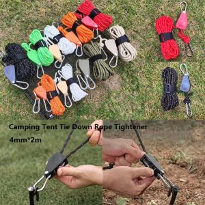 OUREAL 4mm2m Dây buộc lều cắm trại Phản chiếu Nhiều màu sắc Bộ căng dây ròng rọc móc treo dạng ratchet Chất lượng cao Móc dây chống gió cho mái hiên Dụng cụ ngoài trời