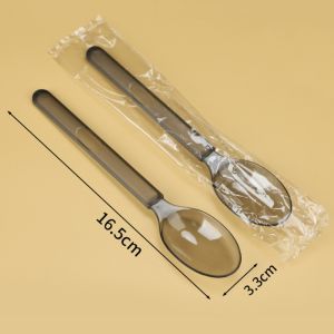 LIDIP 100Pcs Eco-Friendly Disposable Spoon Fork Thickened Individually Packaged Ice Cream Spoons Durable Simple Dessert Cake Scoop Household