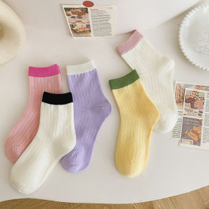 🔥Nadines🔥ถุงเท้าผู้หญิงสีทึบน่ารักในถุงเท้าผ้าฝ้ายสีลูกกวาดอินเทรนด์ ถุงเท้ากีฬาลำลองระบายอากาศสไตล์เกาหลี