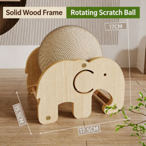 Lucky DAYS.my Cat Scratching Ball Wooden Vertical Scratcher Durable Sisal Non Shed Cat Toy Furniture Guard