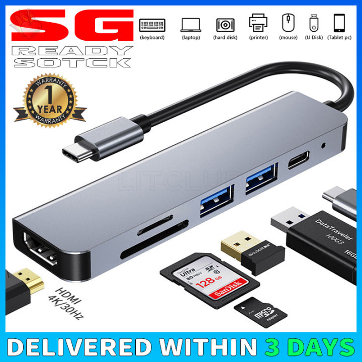 🚩[SG Ready Stock] USB C Hub Converter Adaptor Type C To USB For Laptop ...