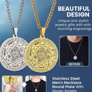 Mens Stainless Steel Seven Magic Array Pendant Necklace Accessories