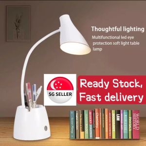 [LOCAL SELLER] Portable LED Energy-Saving Eye protection desk lamp USB Rechargeable 3-Modes night light Pen holder
