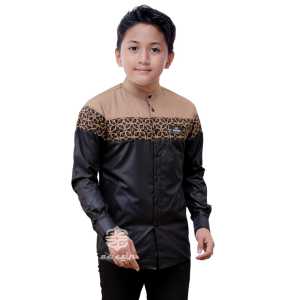 Mecca nCo Baju Koko Anak Laki-Laki Lengan Panjang Baju Koko Kombinasi Batik Baju Putih Bisa COD