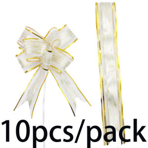 ผ้าโปร่งลายหิมะสีทองขนาด22*26ซม.ดอกไม้ประดับโบว์วาดด้วยมือ Hiasan Mobil ดอกไม้เทศกาลอุปกรณ์ตกแต่งตะกร้าผลไม้ริบบิ้นห่อของ10ชิ้น/แพ็ค