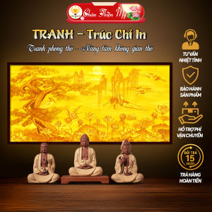 Đèn Thờ Cây Tùng Hoa Sen In Tranh Trúc Chỉ CHÂN THIỆN MỸ Vật Phẩm Phong Thuỷ Thờ Cúng TC-TN-124