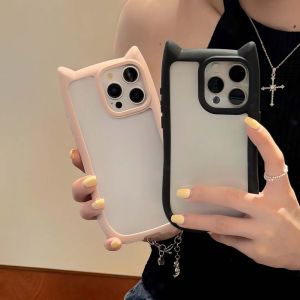 🇹🇭✨ส่งด่วน24ชม.✨สีทึบน ่ ารักสามมิติหูแมวเหมาะสําหรับ For เคส iPhone 11 13 15 16 17 14 12 Pro Max 17 Air XR XS Max 14 15 Plus เคสโทรศัพท ์ เคสซิลิโคนกันกระแทก