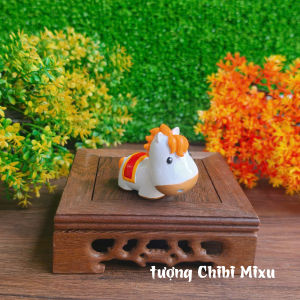 Tượng Ngựa ngố chibi dễ thương 6x4cm decor trang trí cho năm mới may mắn và tài lộc