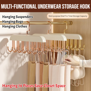 Wooden Clothes Hanger Multi-Functional Underwear Storage Hook Wave Home Laundry Rack Retro Style Space Saving for Adults Closet Use