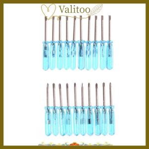 [Valitoo] 10pcs Plastic Handle Stubby Mini Pocket Cross Flathead Screwdriver Tool