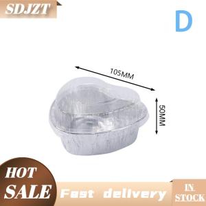 SDJZT 10pcs hình trái tim nhôm lá nướng ly với bìa cupcakes bánh pudding cup Muffin Patisserie Baking Pan công cụ