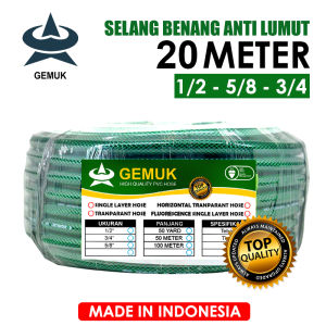YIKUO Selang Air 20 Meter 1/2 5/8 3/4 Inch Selang Air roll 20 Meter Selang Benang Anti Lumut Selang Taman Selang Cuci Motor Mobil Siram Tanaman