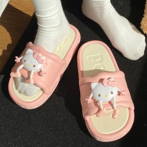LAOO Chống mùi Dép đế bằng EVA Hở ngón Chống trượt Dép nữ hoạt hình Dễ thương Giày Dép mèo kitty Nhà