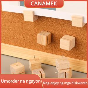 CANAMEK 10Pcs Square Wooden Snap Button Pin With Slot For Cork Board Photo Display Decorative Push Pins For Easy Installation