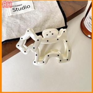 🔥🔥🔥ranghe Trắng Polka Dot Dog Bow cá mập Clip thanh lịch lớn tóc vuốt đơn giản phong cách Hàn Quốc thời trang tóc phụ kiện
