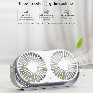 Small Bean Desktop 2-Head Aromatherapy Fan Student 2-Leaf Usb Mini Fan Summer Desk Table Usb Cooling Fans for Office Home