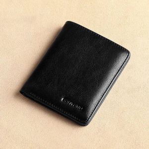 BANYANU Simple Design Small Men Wallet Vertical Brown Black Ultra Thin Cow Genuine Leather Wallet for Fashion 2025 Father Birthday Gifts