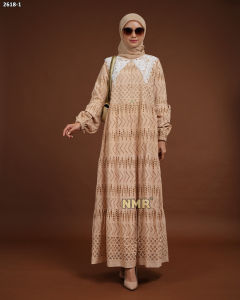 NMR Midi Dress Katun Bordir Bolong Kerah Renda Vol 2618-1