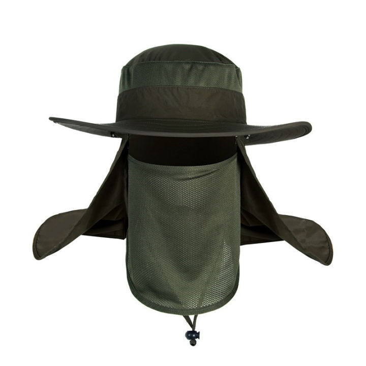 UPF 50+ Fishing Hat With Neck Flap Face Mask Outdoor Sun