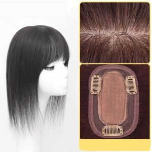 Toupee Hair Topper Hair Clip Poni Belah Tengah Penutup Botak Penutup Uban Wig Wanita Hair Clip Rambut Straight Hair Piece Wig