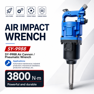 DEKES Heavy-Duty 1" Pneumatic Impact Wrench - 6" Extended Anvil with CR-V Steel Construction