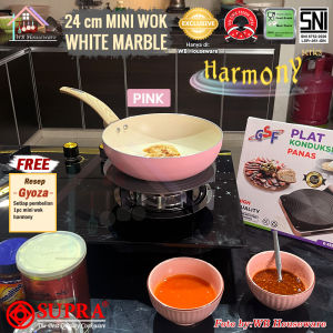 NEW SUPRA Harmony pan 24cm white marble anti lengket / mini wok / stir wok pan / panci masak / wajan penggorengan