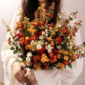 【COD+IN STOCK】75cm Simulated Flower Multiple Forks Sweetheart Rose Floral Bouquet Multi Colored Artificial Flower Wedding Decoration